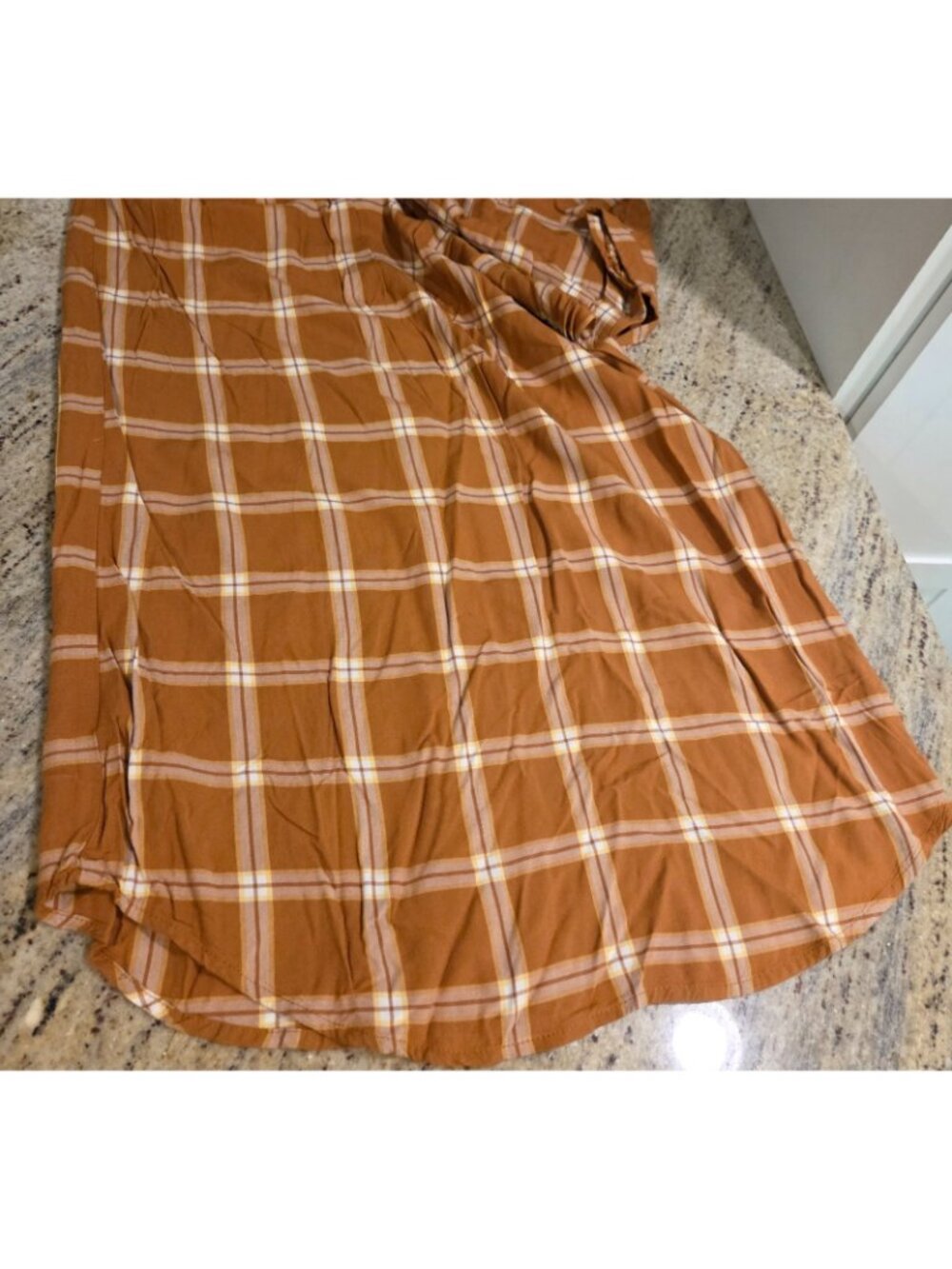 Plaid Shirt Dress OLD NAVY Women's Size M Short Sleeve Yellow Brown Knee Length - Picture 12 of 13